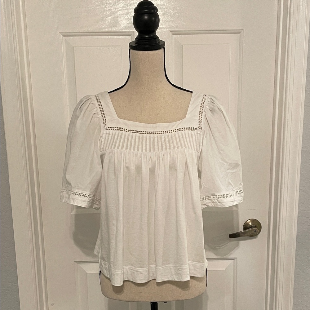 Banana Republic White Puff Sleeve Blouse
